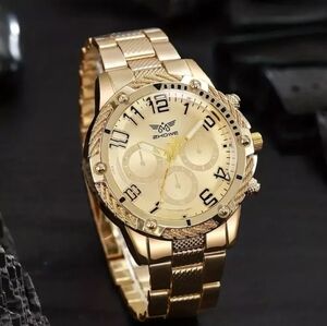 Men's Business Fashion Watch with Gold Bezel Gold Rope Quartz Fast Shipping